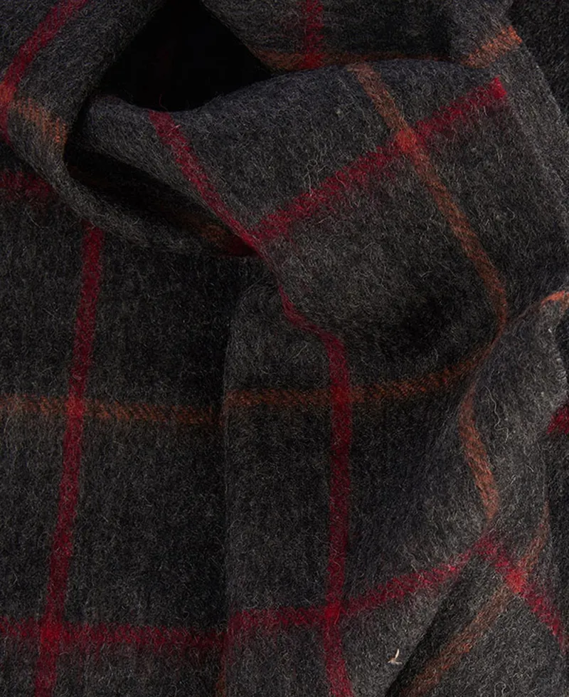 Barbour Tattersall Lambswool Scarf Charcoal / Red-2